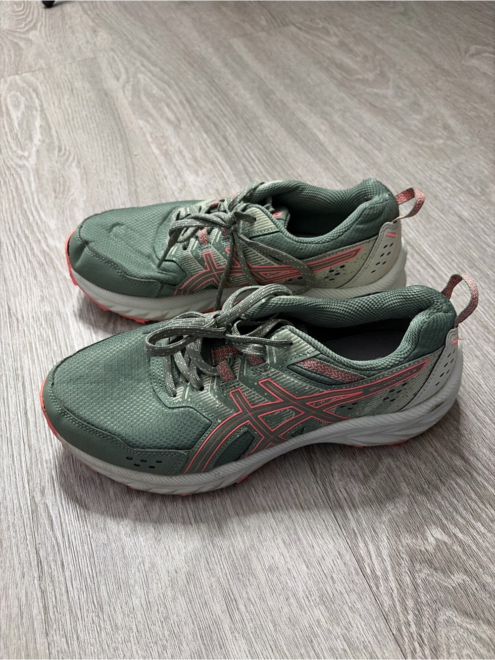 ASICS Green and Coral Running Shoes